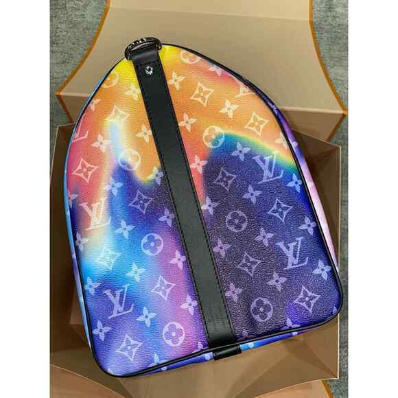 Louis Vuitton Keepall Bandouliere 50 Sunset Multicolor Black Weekend Travel Bag - Picture 9 of 12